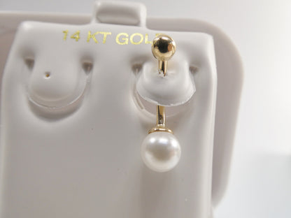 14k Real Solid Yellow Gold Freshwater Pearl Helly Button Ring Piercing