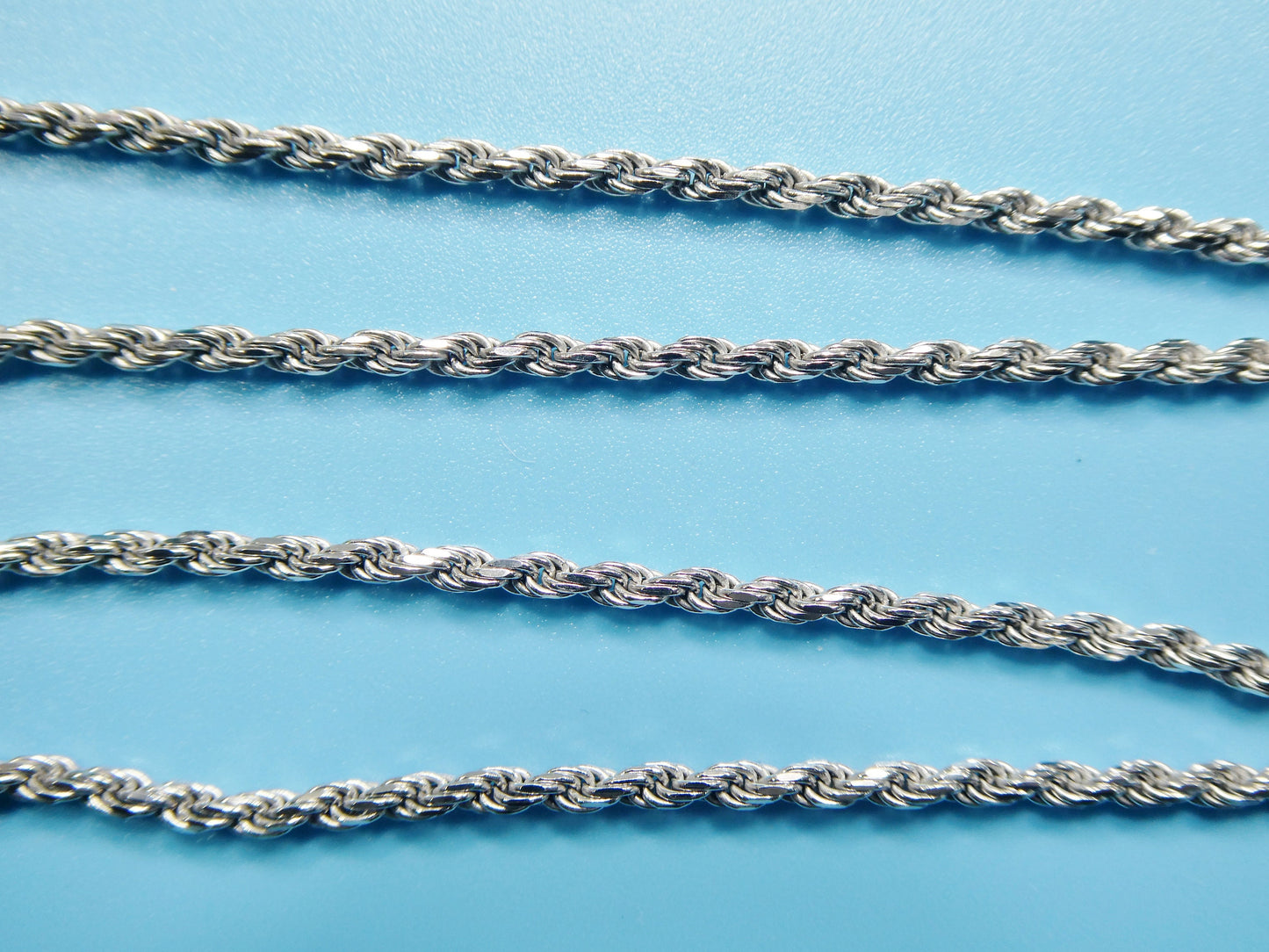 925 Sterling Silver 2.2MM Rope Chain - 14k White Gold Finish