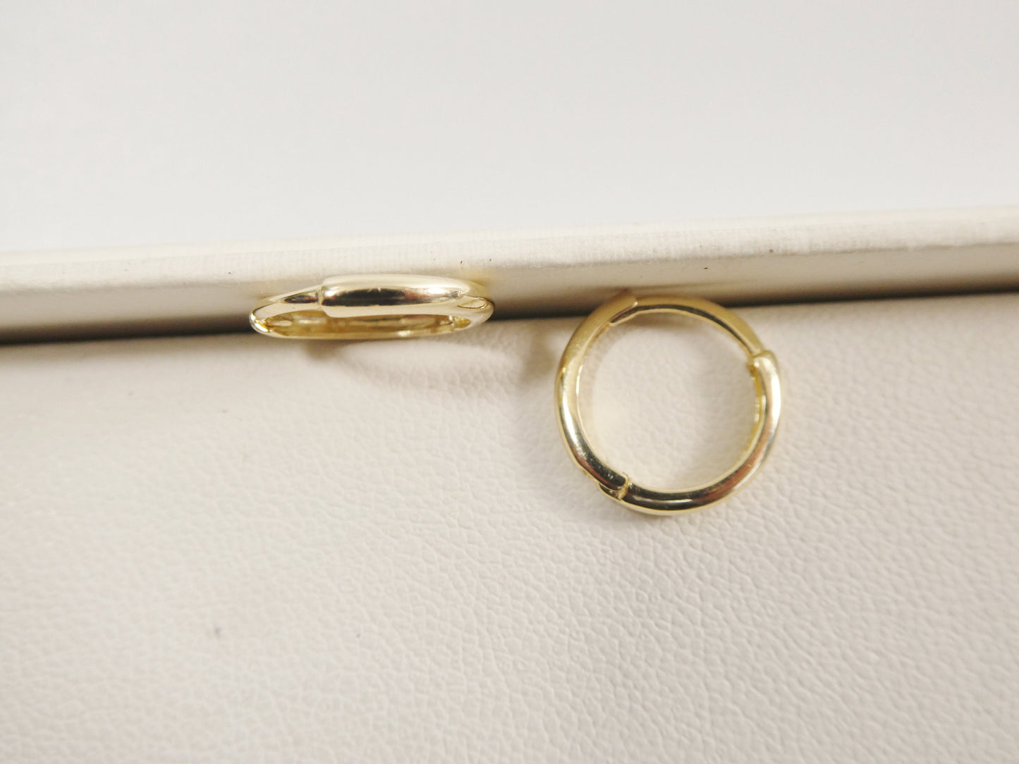 real 10k solid yellow gold 12mm high polish plain hoop huggie earrings