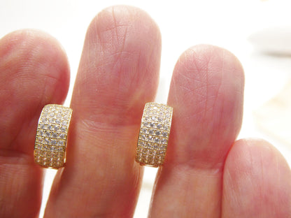 Real 10k Solid Yellow Gold Designer Hoop Huggie Earrings