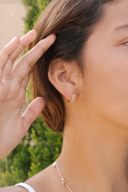 real 10k solid yellow gold designer hoop huggie earrings