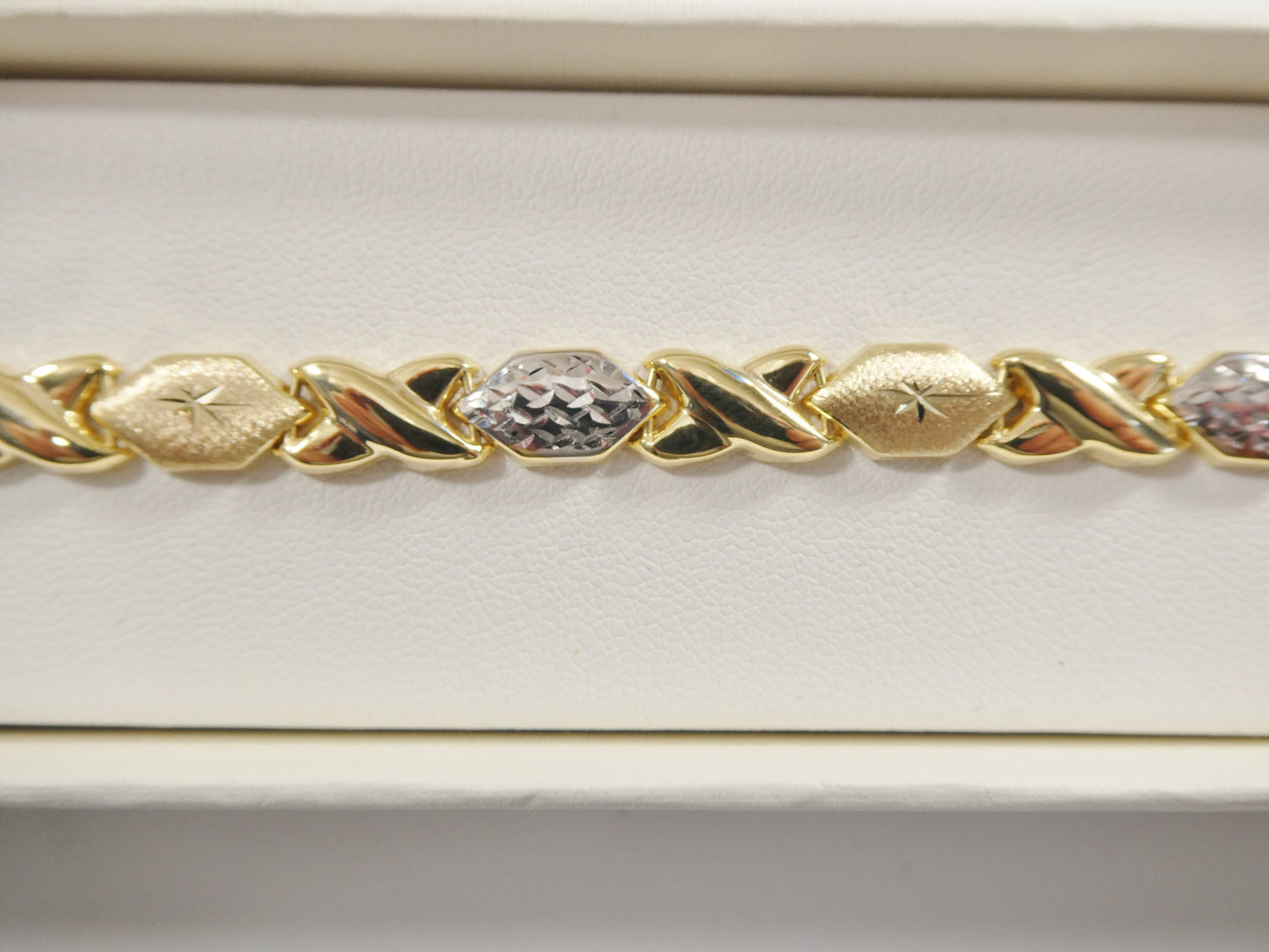Sterling Silver XOXO Necklace: Two-Tone 14k Gold Finish