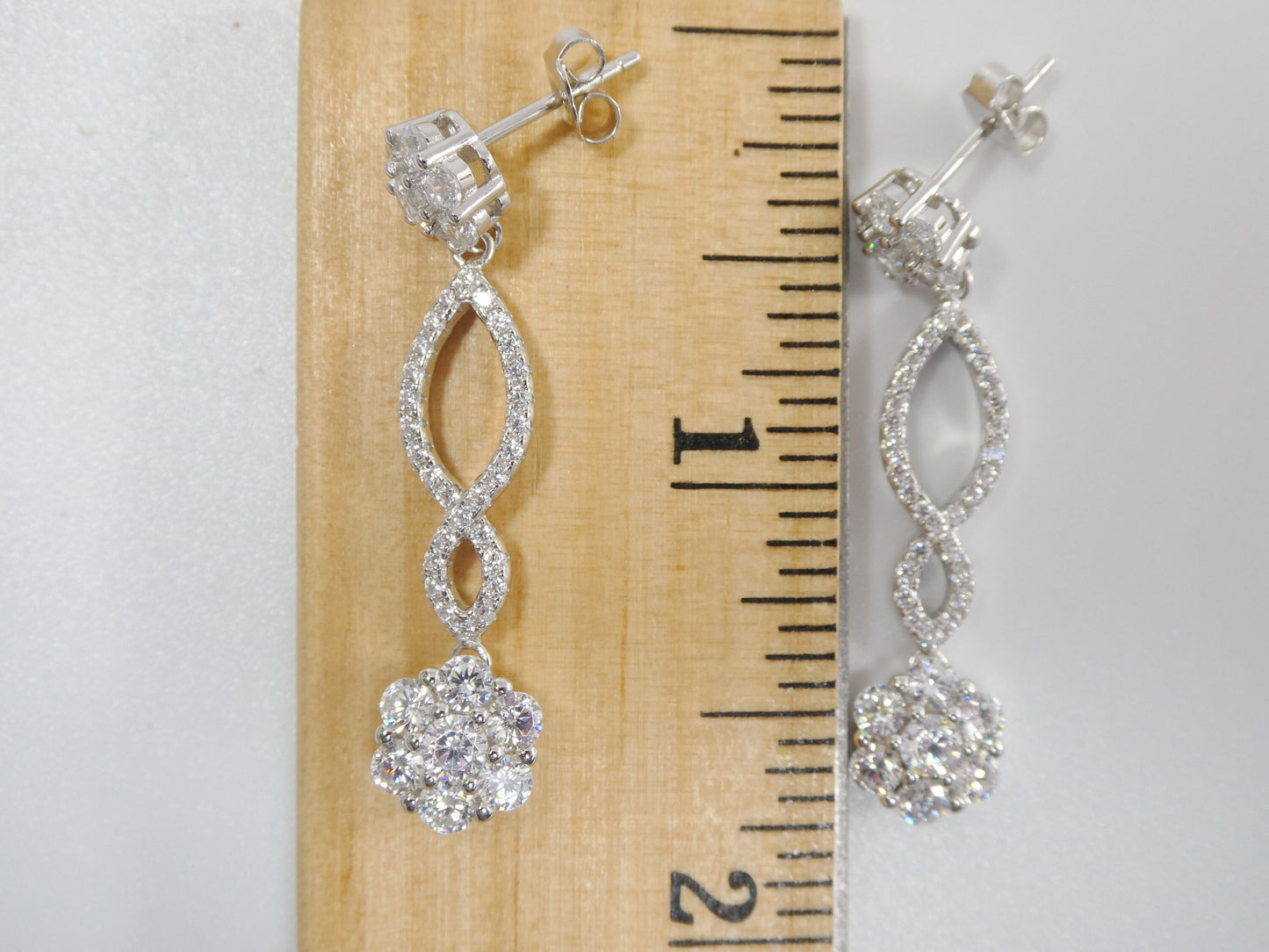 real 925 sterling silver micro pave setting 14k white gold color finish drop earrings