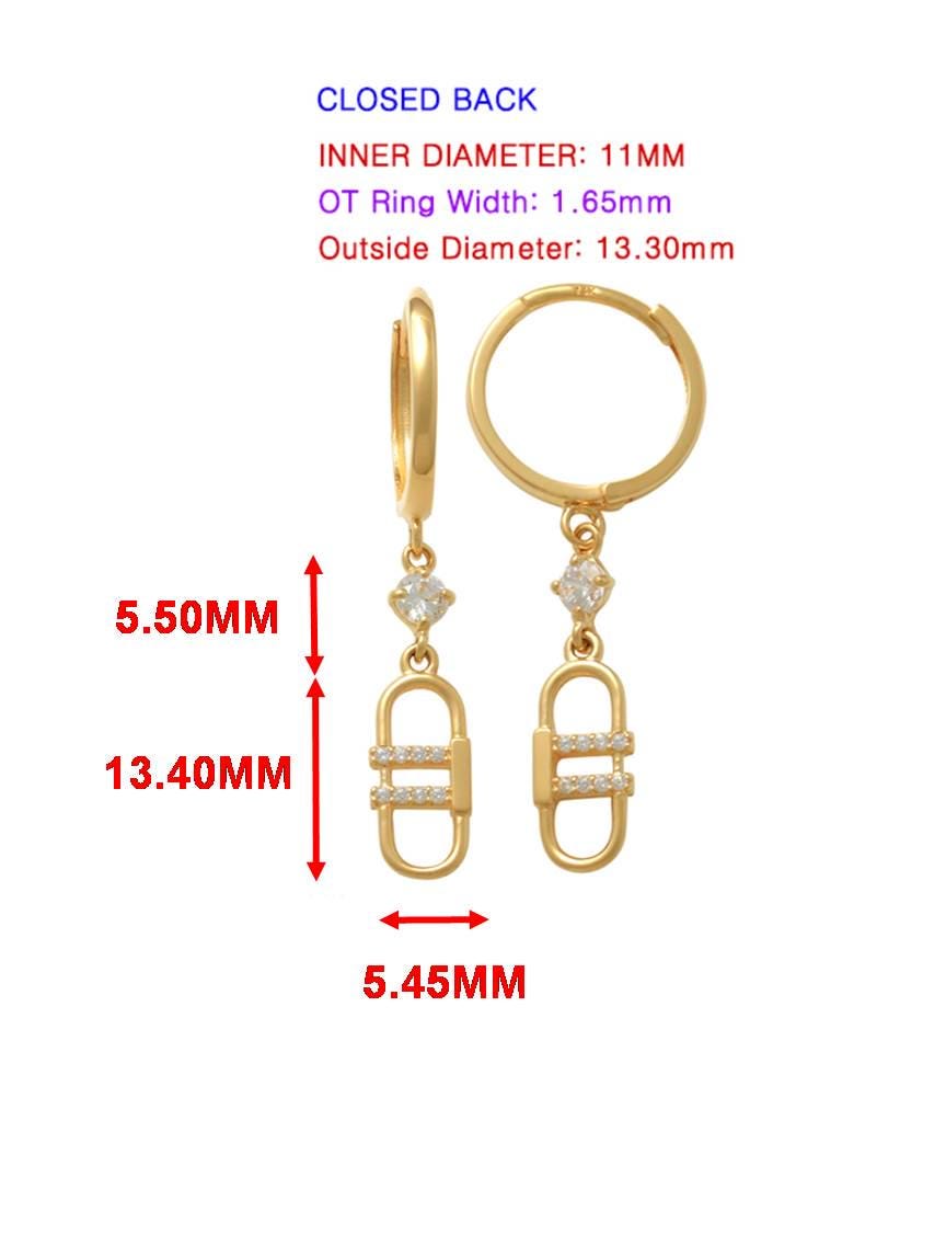 real 10k solid yellow gold paperclip dropping earrings