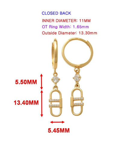 Real 10k Solid Yellow Gold Paperclip Dropping Earrings
