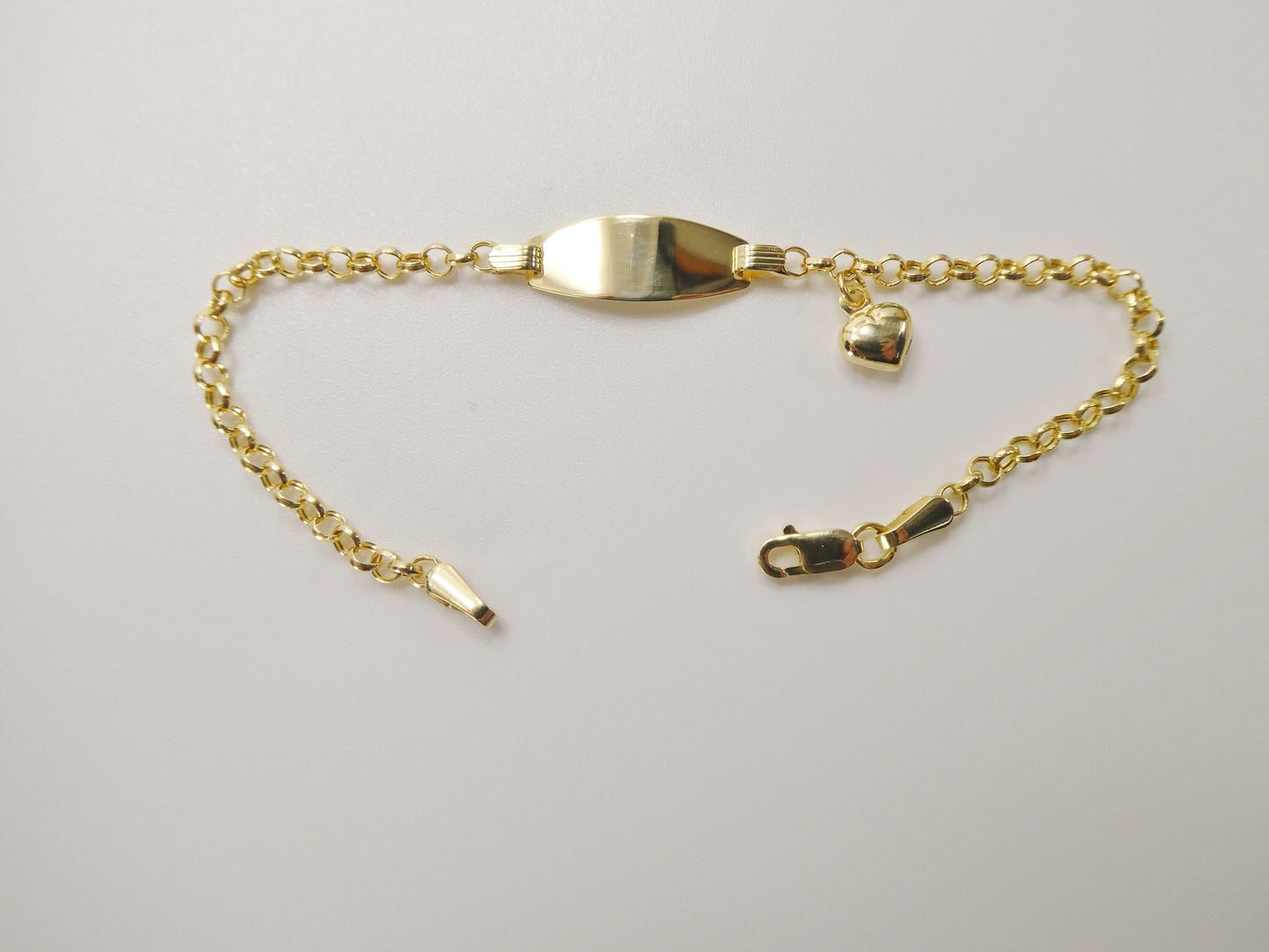 real 10k solid yellow gold 5.5/ 6.5 inch children/women heart dangling bracelet