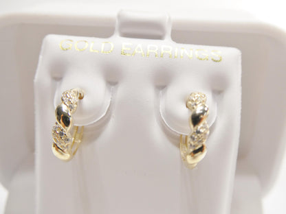 Real 10k Solid Yellow Gold Designer Hoop Huggie Earrings