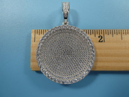 Real Solid 925 Sterling Silver Large Full Ice Circle Pendent