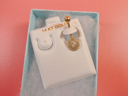14k Real Solid Yellow Gold High Polish Oval Shape Belly Button Ring Piercing