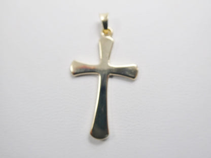 14k Real Solid Yellow Gold Super Polish Cross Pendent and Robe Necklace
