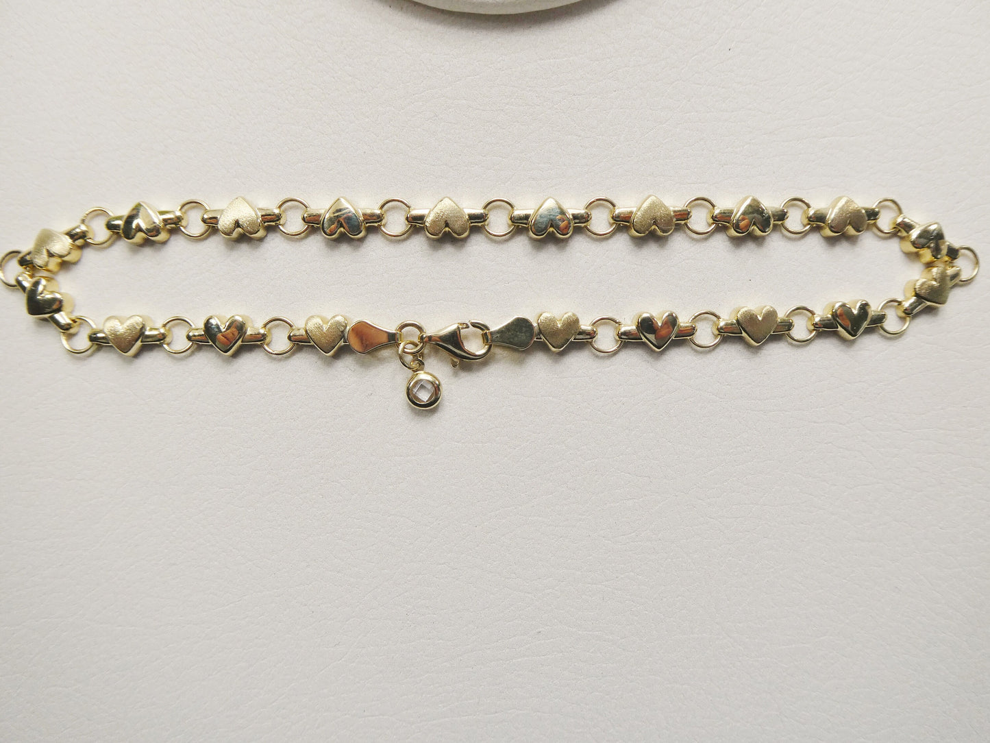 real 14k solid yellow gold 10 inch anklet heart bracelet