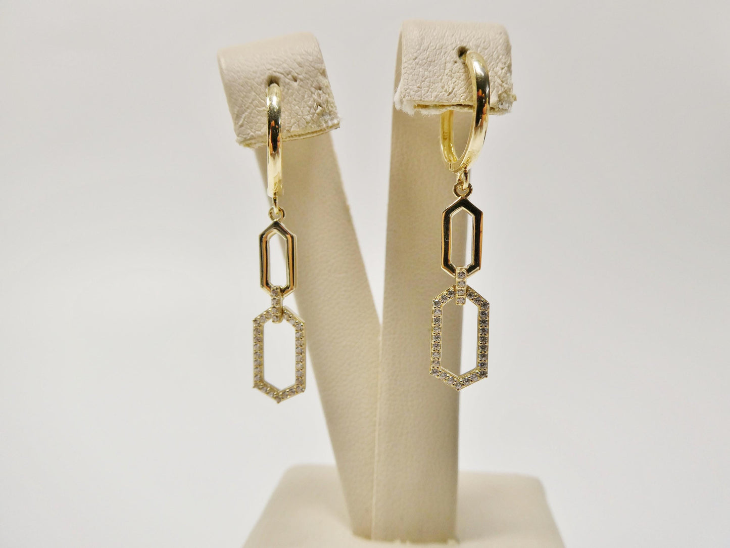 real 10k solid yellow gold long paperclip dropping earrings