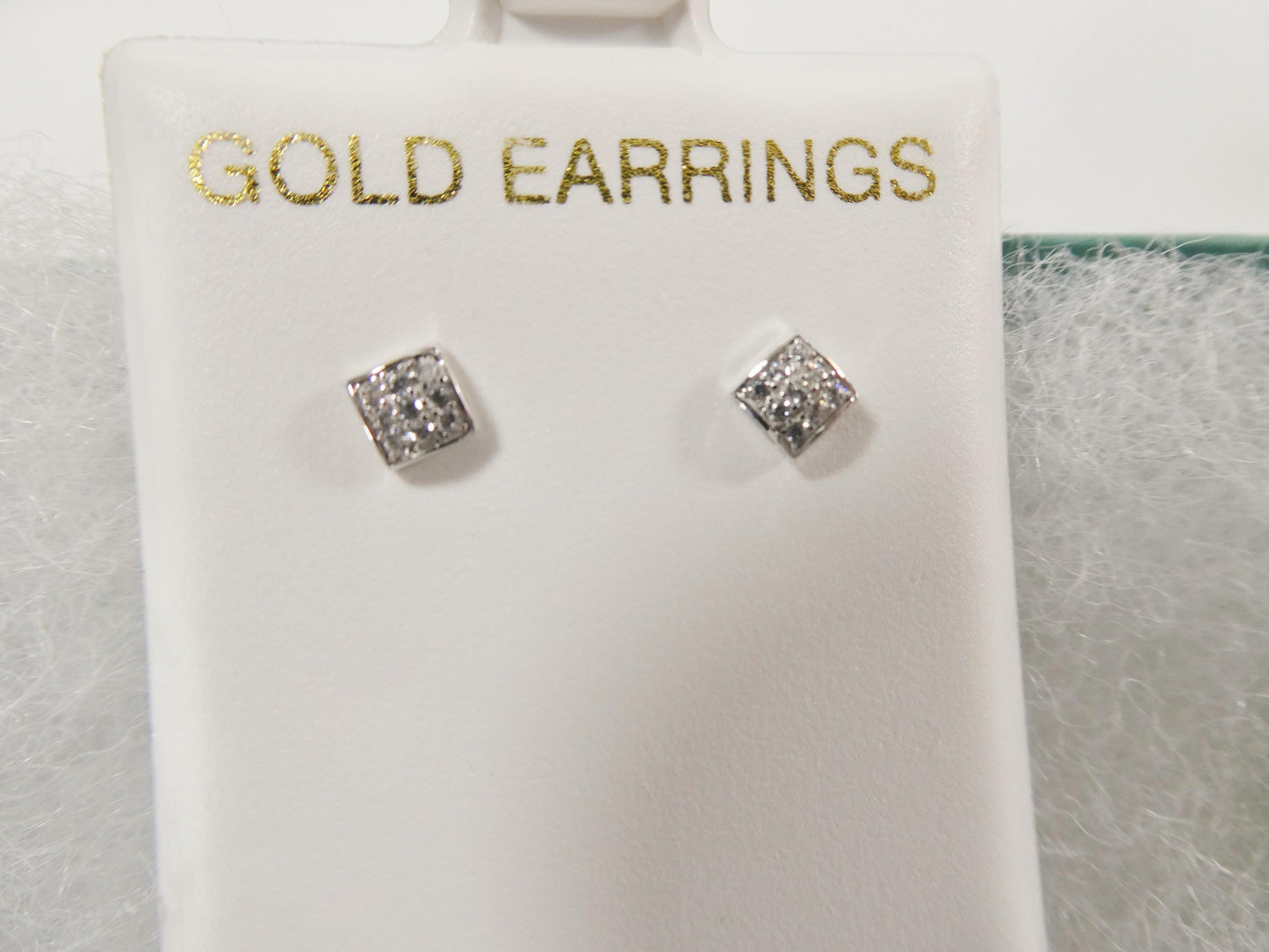 real 10k solid yellow gold puff square push post stud earring