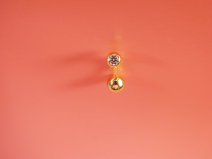 14k Real Solid Yellow Gold High Polish Ball Belly Button Ring Piercing