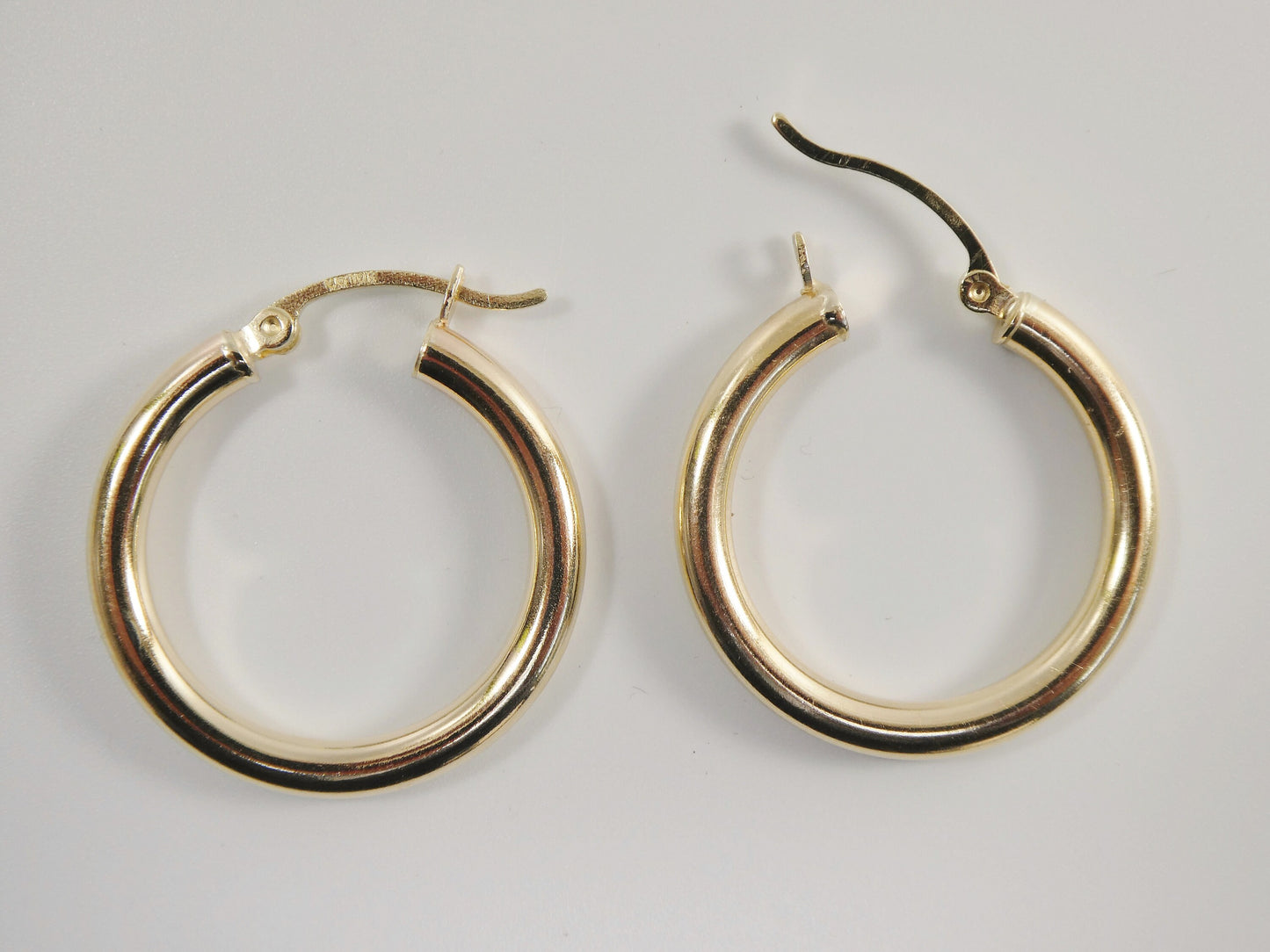 real 10k solid yellow gold plain high polish 25mm hoop huggie earrings