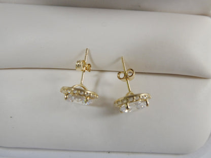 Real 10k Solid Yellow Gold Push Post Circle Stud Earrings