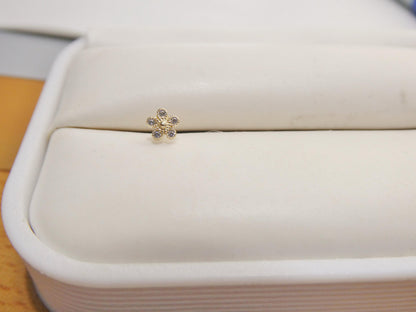 14k Real Solid Yellow Gold Flower Nose Rings