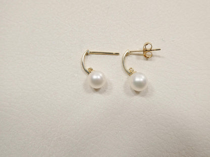 Real 10k Solid Yellow Gold Cultured Freshwater Pearl Push Post Earrings