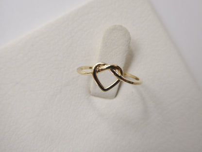 10k Solid Yellow Gold Baby Children Heart Shaped Love Knot Ring