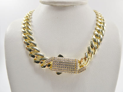 9mm 14k Yellow Gold Filled Monaco Bracelet/Necklace Fancy Box Lock