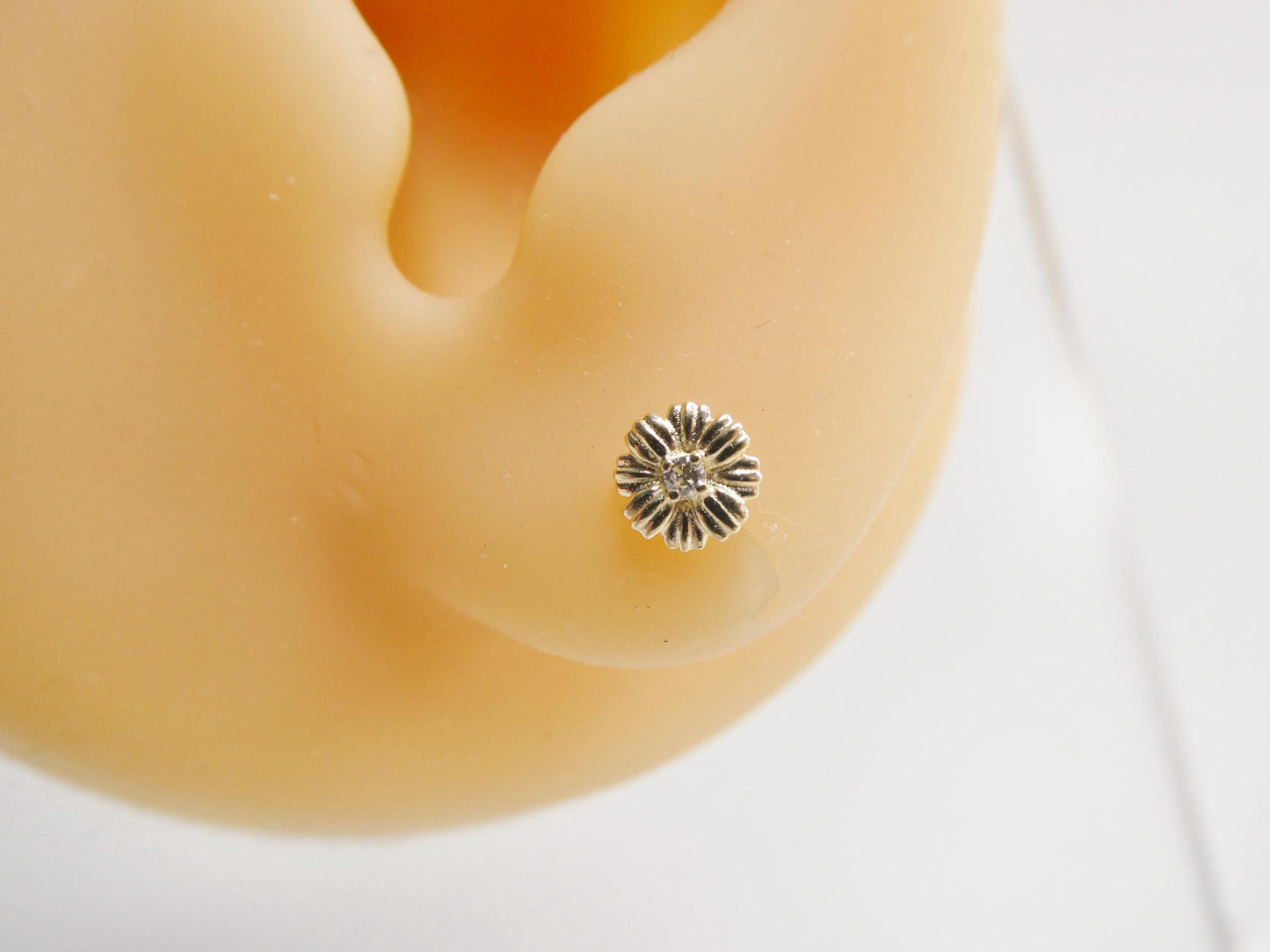 10k real solid yellow gold small flower push back earrings