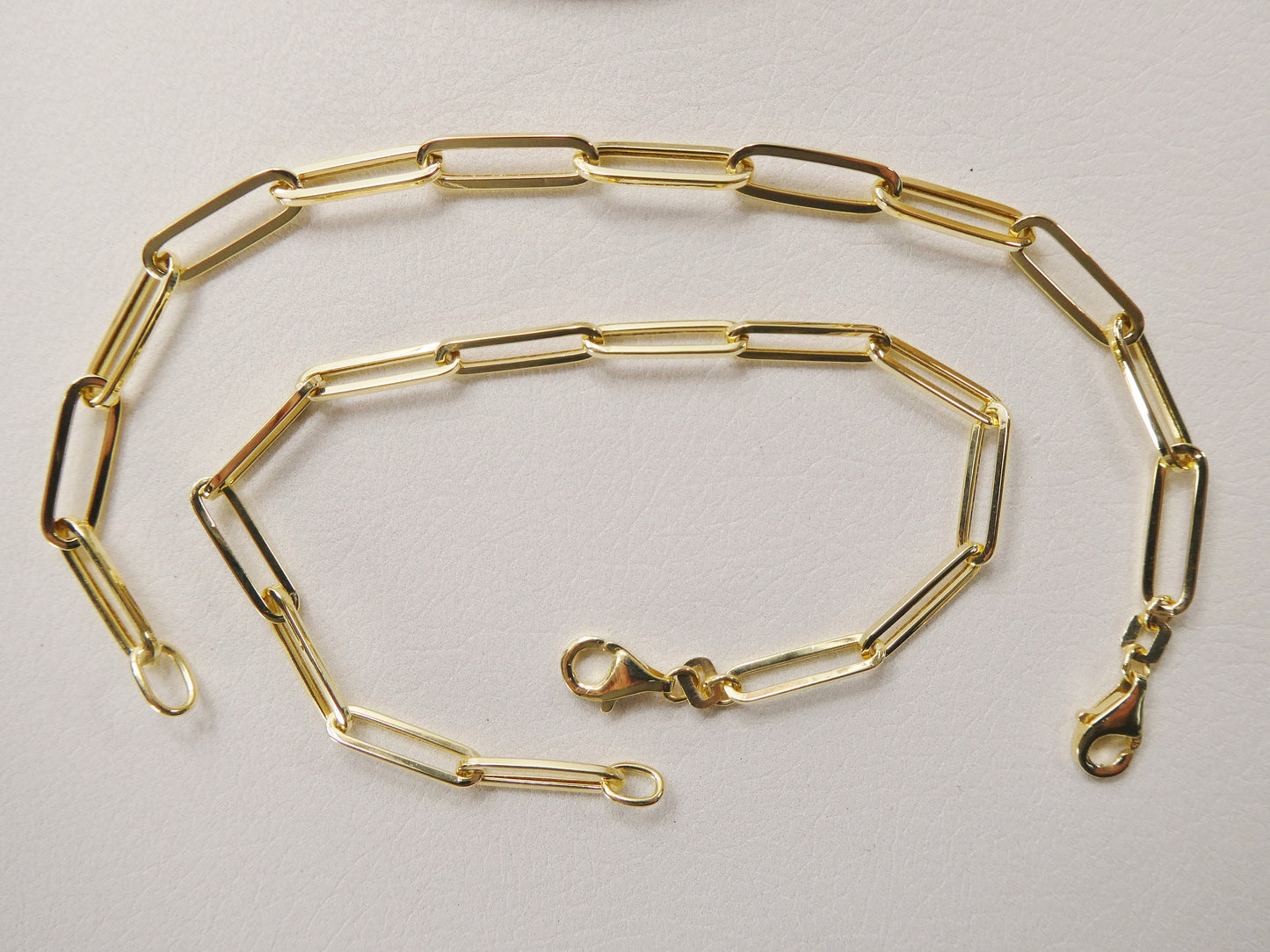 14k real solid yellow gold small wrist 6.5 inch paper clip high polish bracelet