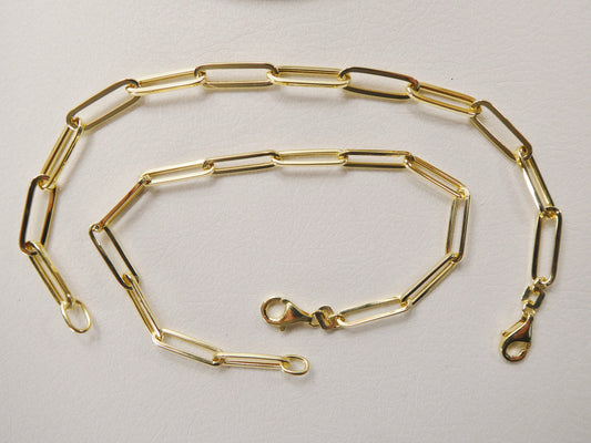 14k real solid yellow gold small wrist 6.5 inch paper clip high polish bracelet