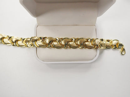 Real 925 Sterling Silver Yellow Color Large Mushroom Bracelet
