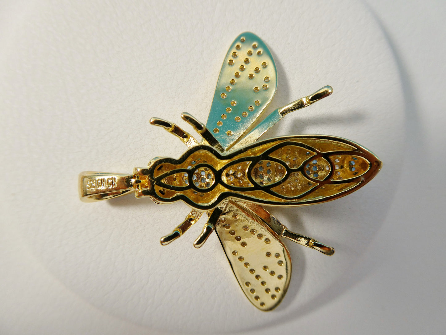 real solid 925 sterling silver large honey bee pendent