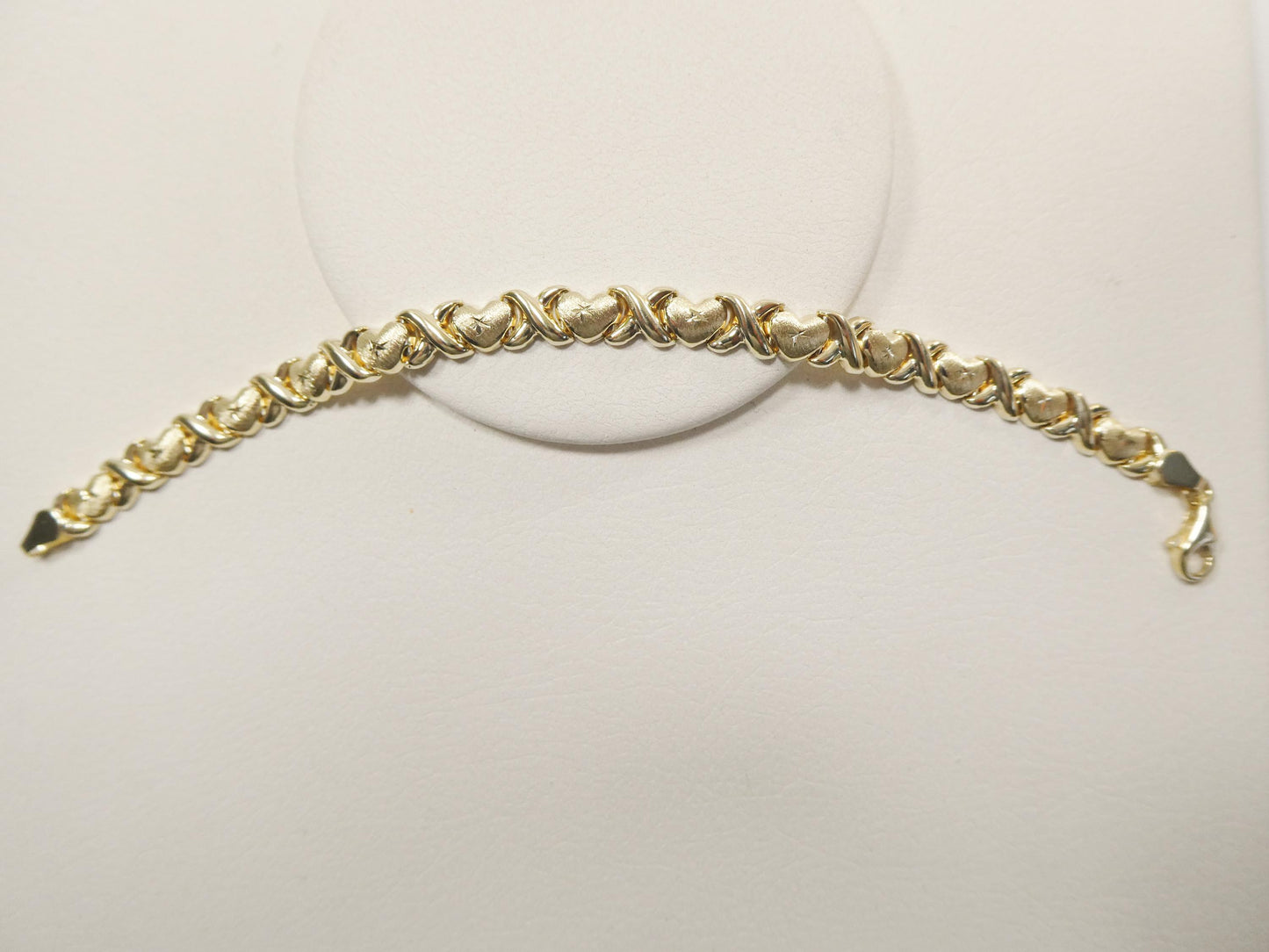 real 10k solid yellow gold 6 inch children/women xo heart bracelet