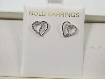 10k Real Solid Gold Heart Micro Fave Setting Push Back Earrings