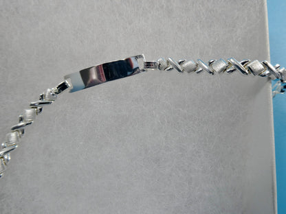 Real 925 Sterling Silver 6 Inch XOXO Naby ID Nracelet