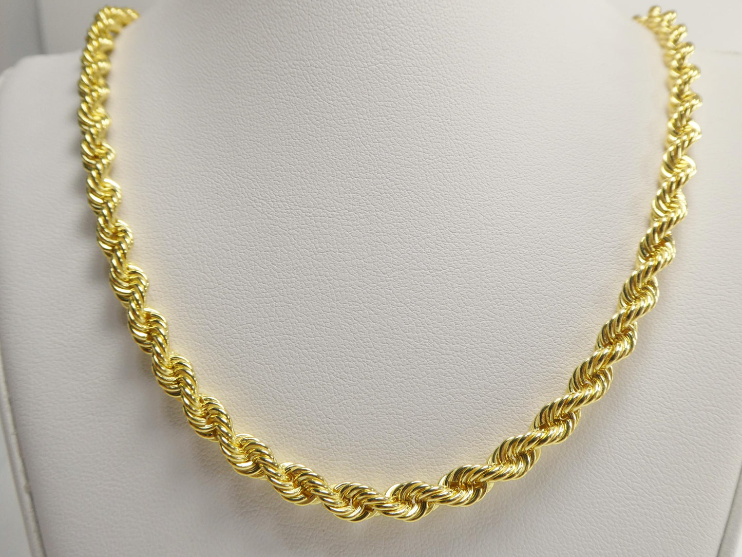 real 925 sterling silver rope chain 5.3mm 14k yellow gold finish