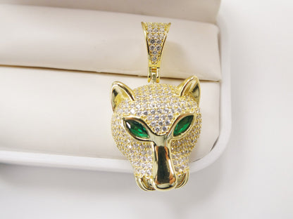 Real 925 Sterling Silver Full Stone Setting Leopard Designs Pendent