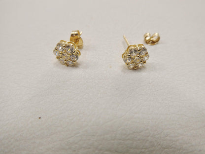 Real 10k Solid Yellow Gold 5.7mm Flower Push Post Stud Earrings