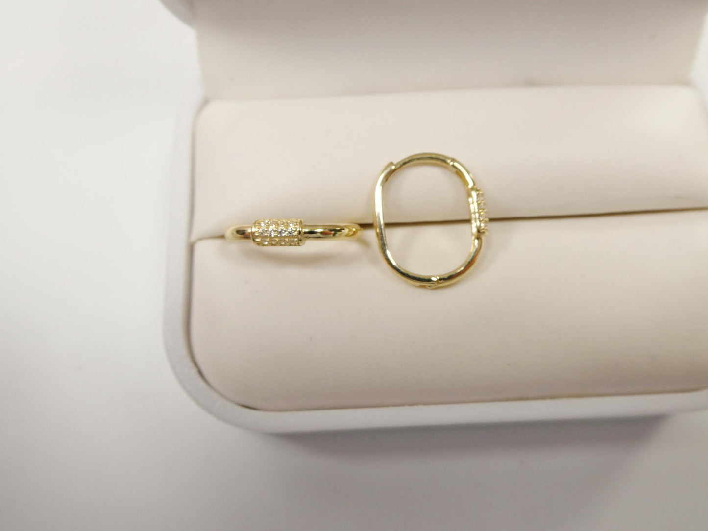 real 10k solid yellow gold buckle hoop huggie earrings