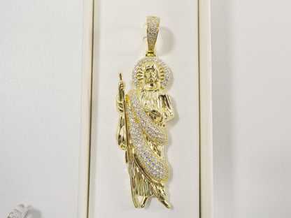 Real 925 Sterling Silver Large St. Jude Medallion Pendent