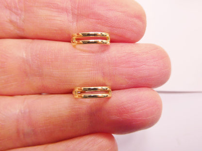 Real 10k Solid Yellow Gold Designer High Polish Hoop Huggie Earrings