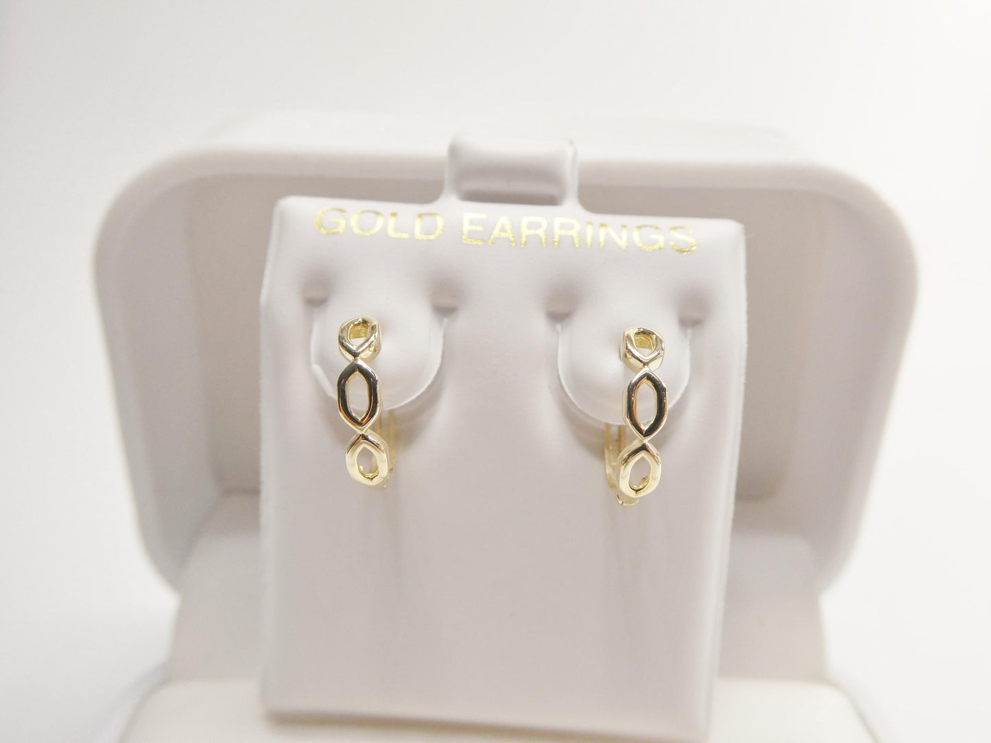 real 10k solid yellow gold designer hoop huggie earrings