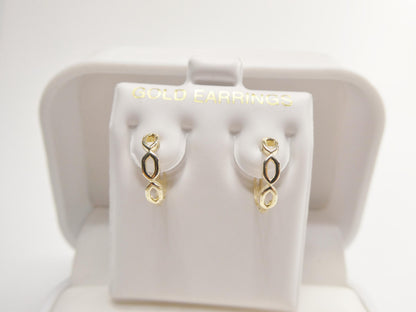 Real 10k Solid Yellow Gold Designer Hoop Huggie Earrings