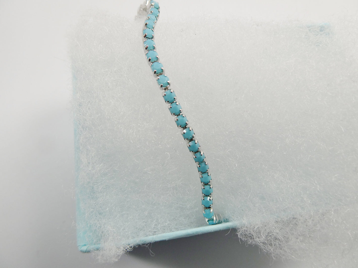 Adjustable turquois tennis bracelet real 925 sterling silver