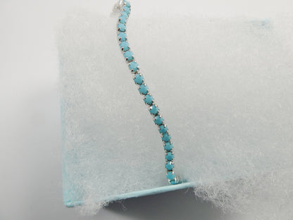 Adjustable turquois tennis bracelet real 925 sterling silver