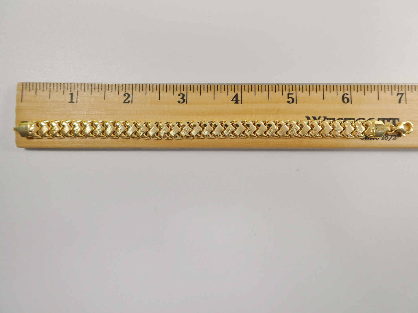 Stamped Basket Bracelet: 14k Yellow Gold Finish, Sterling Silver
