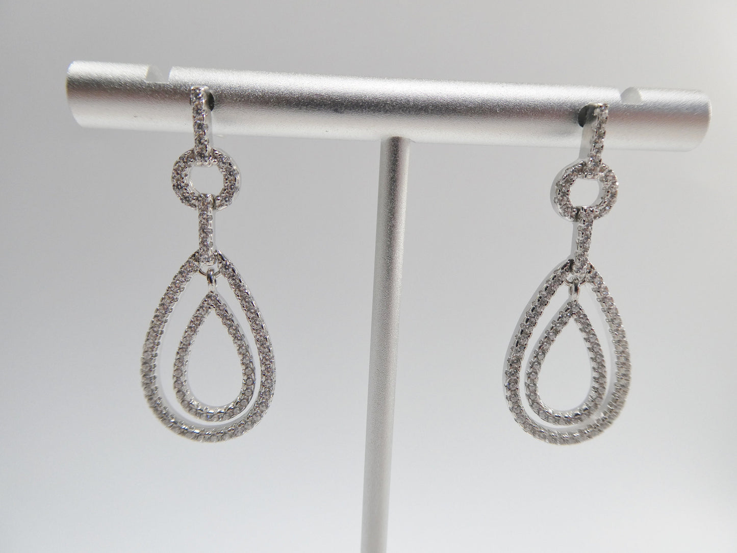 real 925 sterling silver micro pave setting 14k white gold color finish drop earrings