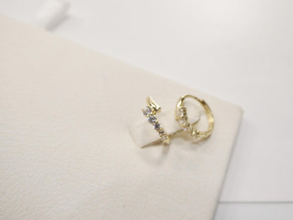 Real 10k Solid Yellow Gold Designer Hoop Huggie Earrings