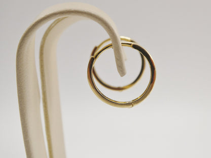 Real 10k Solid Yellow Gold Plain High Polish 15mm Hoop Huggie Earrings
