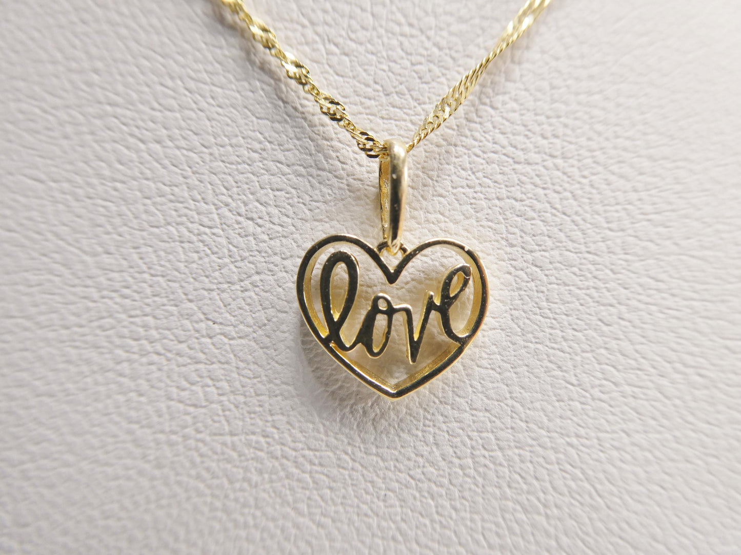 10k Yellow Gold Singapore Chain Necklace heart Pendant