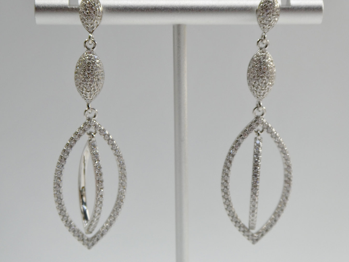 real 925 sterling silver micro pave setting 14k white gold color finish drop earrings