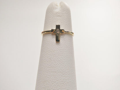 Real 10k Solid Yellow Gold Cross Classic Pinky Ring