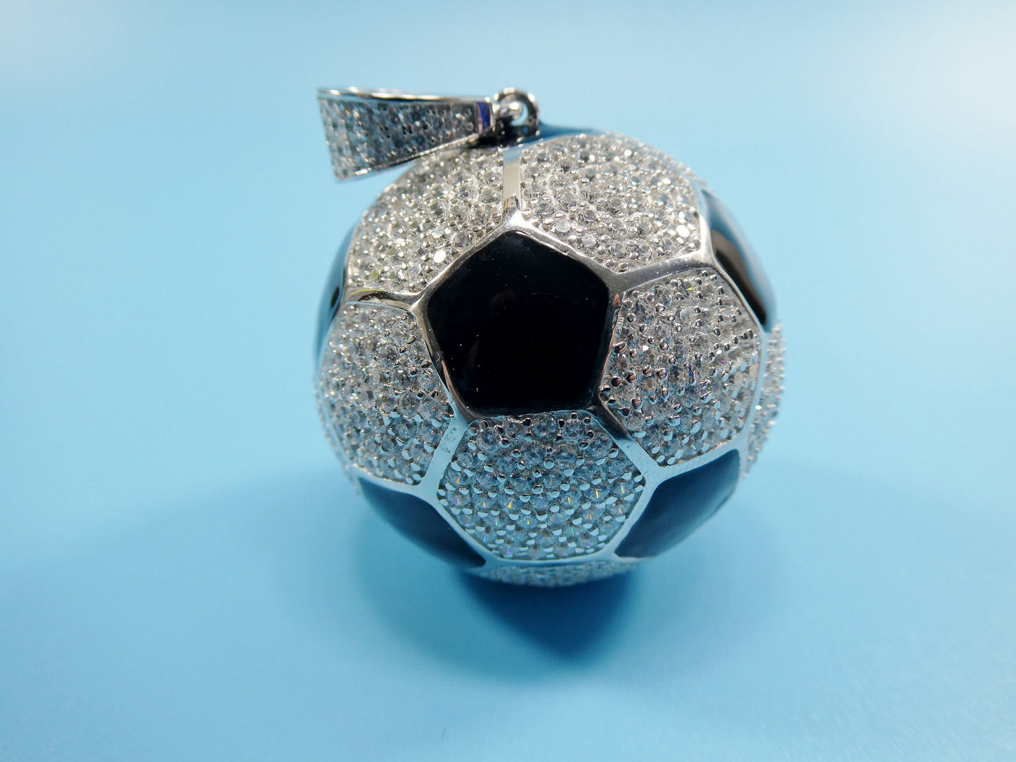 real solid 925 sterling silver heavy large soccer ball pendent